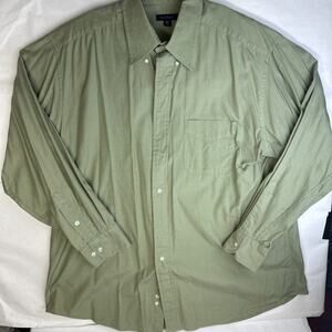 Club Room Performance Cotton Long Sleeve Button Up Shirt Green Check Mens XL